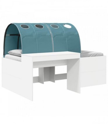 vidaXL Bed with Tunnel 3 pcs White and Light Blue Engineered Wood