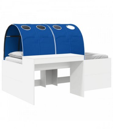 vidaXL Bed with Tunnel 3 pcs White and Blue Engineered Wood