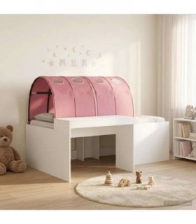 vidaXL Bed with Tunnel 3 pcs White and Pink Engineered Wood