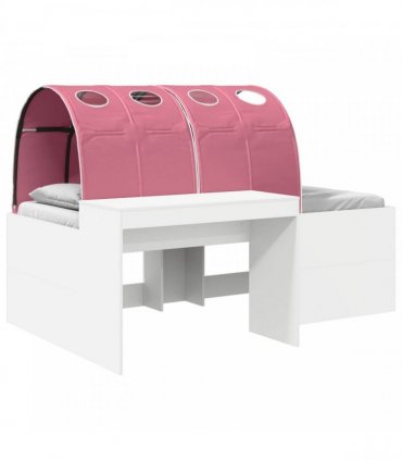 vidaXL Bed with Tunnel 3 pcs White and Pink Engineered Wood