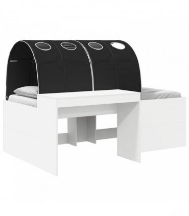 vidaXL Bed with Tunnel 3 pcs White and Black Engineered Wood