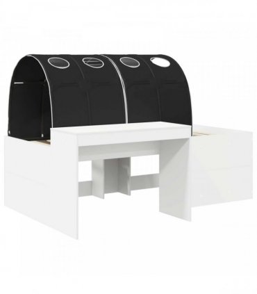 vidaXL Bed with Tunnel 3 pcs White and Black Engineered Wood