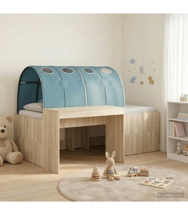 vidaXL Bed with Tunnel 3 pcs Sonoma Oak and Light Blue Engineered Wood