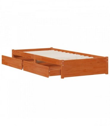 vidaXL Bed Frame with Drawer with Storage 3 pcs Wax Brown Pine Wood