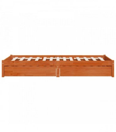 vidaXL Bed Frame with Drawer with Storage 3 pcs Wax Brown Pine Wood