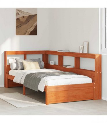 vidaXL Bookcase Bed with Headboard with Storage Solid Pine Wood
