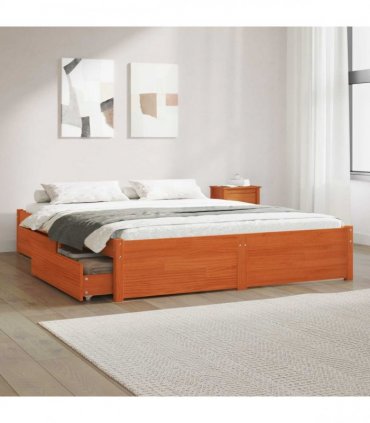 vidaXL Bed Frame 2 pcs Wax Brown 140 x 190 cm Solid Pine Wood