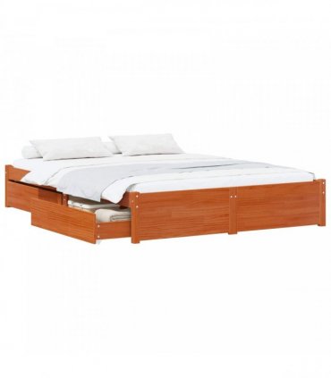 vidaXL Bed Frame 2 pcs Wax Brown 140 x 190 cm Solid Pine Wood
