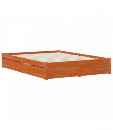 vidaXL Bed Frame 2 pcs Wax Brown 140 x 190 cm Solid Pine Wood