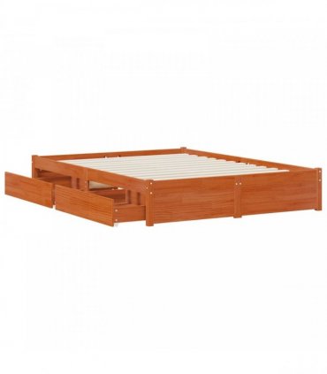 vidaXL Bed Frame 2 pcs Wax Brown 140 x 190 cm Solid Pine Wood