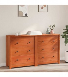 vidaXL Sideboard 2 pcs Wax Brown 140 x 35 x 80 cm Solid Pine Wood