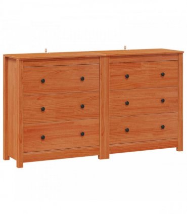 vidaXL Sideboard 2 pcs Wax Brown 140 x 35 x 80 cm Solid Pine Wood