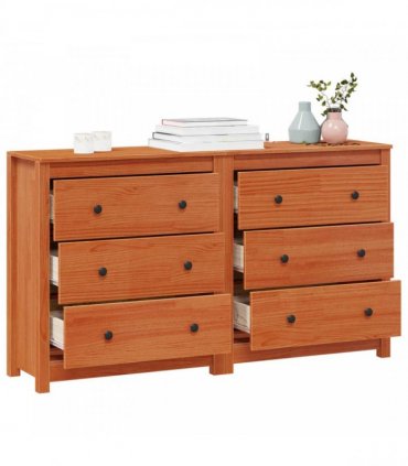 vidaXL Sideboard 2 pcs Wax Brown 140 x 35 x 80 cm Solid Pine Wood