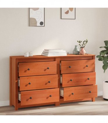 vidaXL Sideboard 2 pcs Wax Brown 140 x 35 x 80 cm Solid Pine Wood