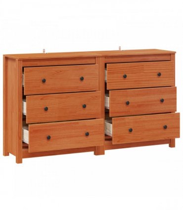 vidaXL Sideboard 2 pcs Wax Brown 140 x 35 x 80 cm Solid Pine Wood