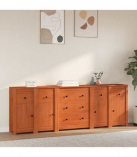 vidaXL Sideboard 5 pcs Wax Brown 226 x 35 x 80 cm Solid Pine Wood