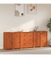 vidaXL Sideboard 5 pcs Wax Brown 226 x 35 x 80 cm Solid Pine Wood