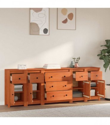 vidaXL Sideboard 5 pcs Wax Brown 226 x 35 x 80 cm Solid Pine Wood