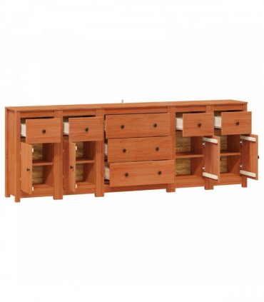 vidaXL Sideboard 5 pcs Wax Brown 226 x 35 x 80 cm Solid Pine Wood
