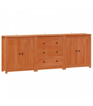vidaXL Sideboard 3 pcs Wax Brown 210 x 35 x 80 cm Solid Pine Wood