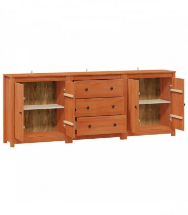 vidaXL Sideboard 3 pcs Wax Brown 210 x 35 x 80 cm Solid Pine Wood
