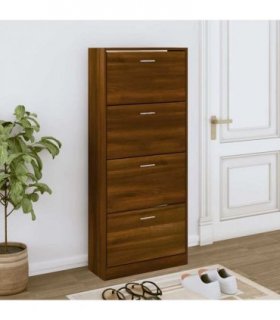 vidaXL Shoe Cabinet Brown Oak 63x24x147 cm Engineered Wood