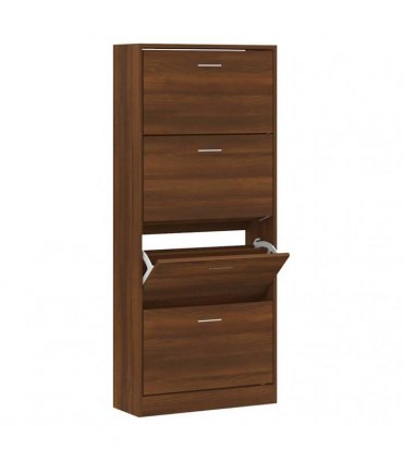 vidaXL Shoe Cabinet Brown Oak 63x24x147 cm Engineered Wood