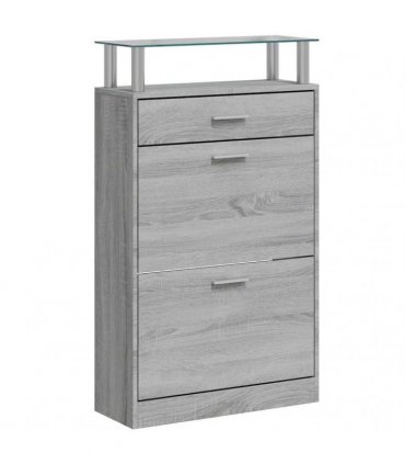 vidaXL Shoe Cabinet Grey Sonoma 63x24x104 cm Engineered Wood