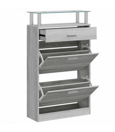 vidaXL Shoe Cabinet Grey Sonoma 63x24x104 cm Engineered Wood