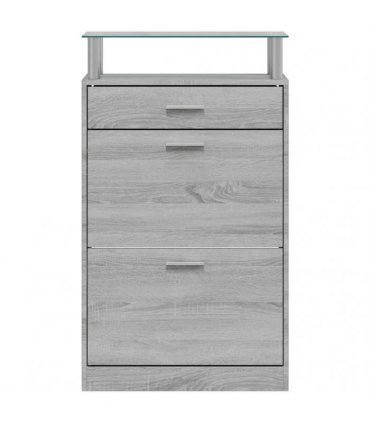 vidaXL Shoe Cabinet Grey Sonoma 63x24x104 cm Engineered Wood