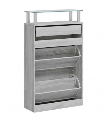 vidaXL Shoe Cabinet Grey Sonoma 63x24x104 cm Engineered Wood