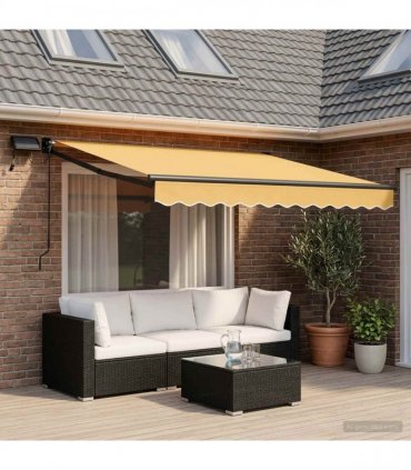 vidaXL Manual Awning with Solar LED 3.5 x 2 m Sand 100% Polyester
