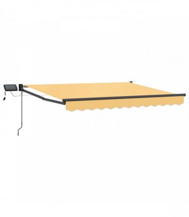 vidaXL Manual Awning with Solar LED 3.5 x 2 m Sand 100% Polyester