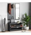 vidaXL 3-in-1 Shoe Cabinet Set Black Engineered Wood