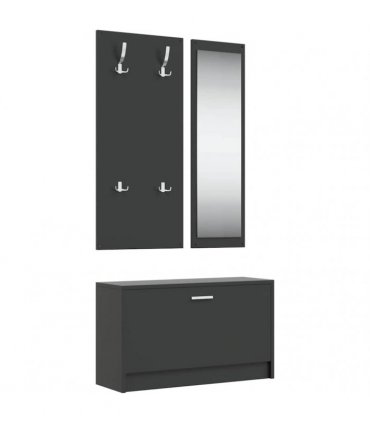 vidaXL 3-in-1 Shoe Cabinet Set Black Engineered Wood