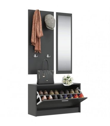 vidaXL 3-in-1 Shoe Cabinet Set Black Engineered Wood