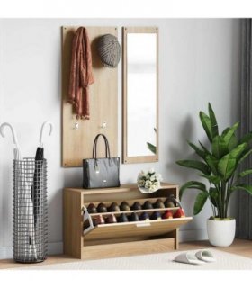 vidaXL 3-in-1 Shoe Cabinet Set Sonoma Oak Engineered Wood