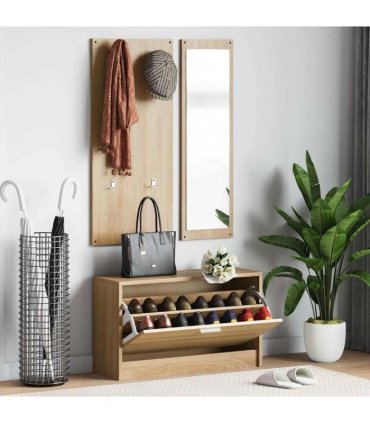 vidaXL 3-in-1 Shoe Cabinet Set Sonoma Oak Engineered Wood