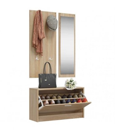 vidaXL 3-in-1 Shoe Cabinet Set Sonoma Oak Engineered Wood