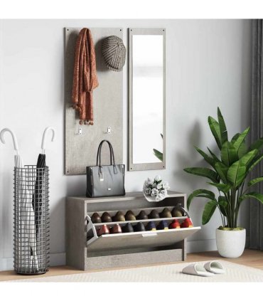 vidaXL 3-in-1 Shoe Cabinet Set Concrete Grey Engineered Wood