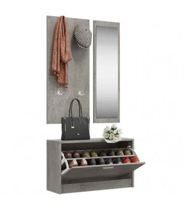 vidaXL 3-in-1 Shoe Cabinet Set Concrete Grey Engineered Wood