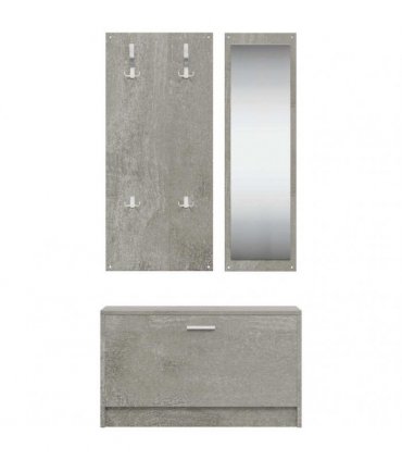 vidaXL 3-in-1 Shoe Cabinet Set Concrete Grey Engineered Wood