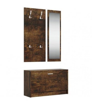 vidaXL 3-in-1 Shoe Cabinet Set Smoked Oak Engineered Wood