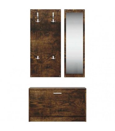 vidaXL 3-in-1 Shoe Cabinet Set Smoked Oak Engineered Wood