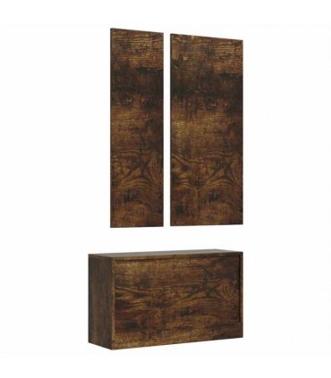 vidaXL 3-in-1 Shoe Cabinet Set Smoked Oak Engineered Wood