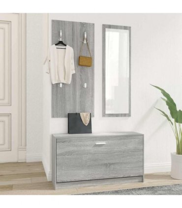 vidaXL 3-in-1 Shoe Cabinet Set Grey Sonoma Engineered Wood