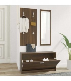 vidaXL 3-in-1 Shoe Cabinet Set Brown Oak Engineered Wood