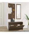 vidaXL 3-in-1 Shoe Cabinet Set Brown Oak Engineered Wood