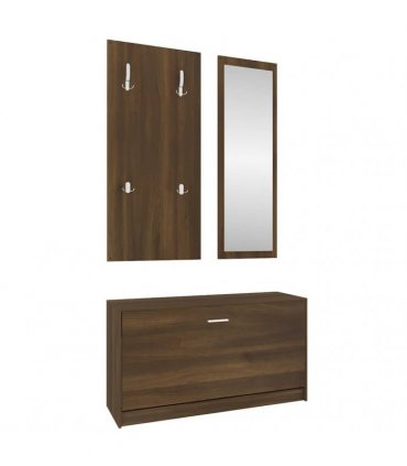 vidaXL 3-in-1 Shoe Cabinet Set Brown Oak Engineered Wood