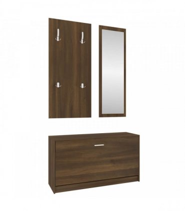 vidaXL 3-in-1 Shoe Cabinet Set Brown Oak Engineered Wood